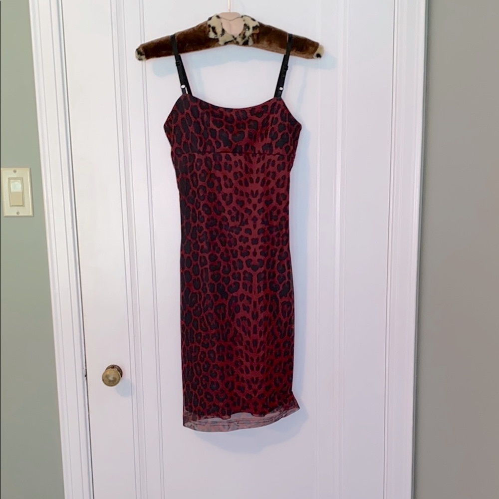 Leopard Print Red Dress